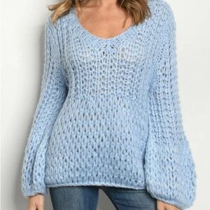 Cozy Blue Knit Women's Sweater